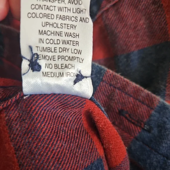 Flag & Anthem Navy Red Box Plaid Vintage Wash Button Up Shirt Mens Sz M - Picture 8 of 9